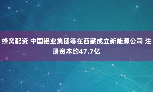 蜂窝配资 中国铝业集团等在西藏成立新能源公司 注册资本约47.7亿